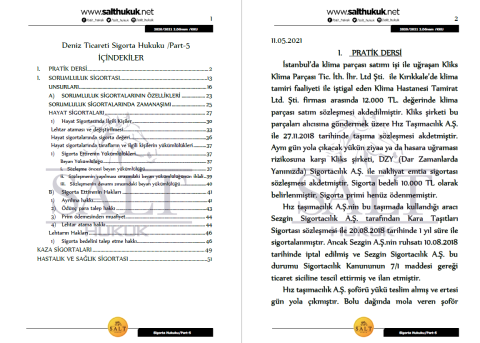 Deniz Ticaret Ve Sigorta 2. Dönem Not Seti (2020-2021)-KKÜ-Konu Anlatım Kitapçığı