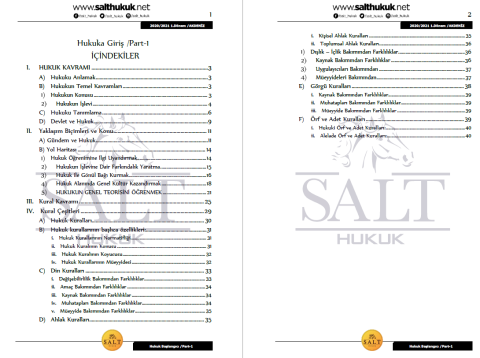 Hukuk Başlangıcı 1. Dönem Not Seti (2020-2021)-AKHF-Konu Anlatım Kitapçığı
