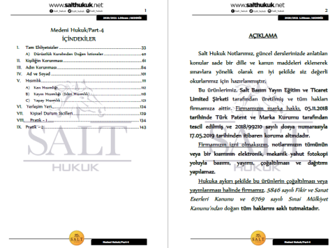 Medeni Hukuk 1. Dönem Not Seti (2020-2021)-AKHF-Konu Anlatım Kitapçığı