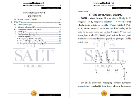 Miras Hukuku Amfi B 2. Dönem Part-1 (2022-2023)-AÜHF-Konu Anlatım Kitapçığı