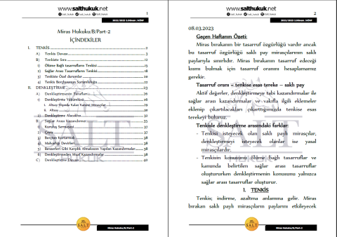 Miras Hukuku Amfi B 2. Dönem Part-2 (2022-2023)-AÜHF-Konu Anlatım Kitapçığı