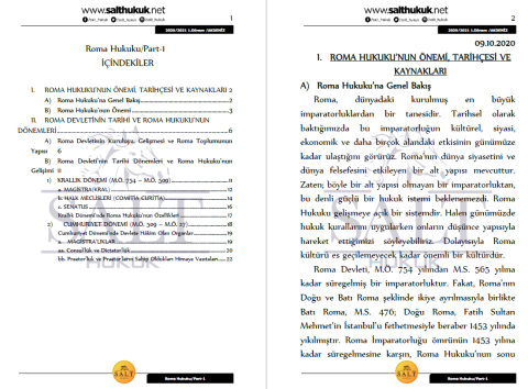 Roma Hukuku 1. Dönem Not Seti (2020-2021)-AKHF-Konu Anlatım Kitapçığı
