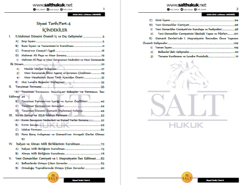 Siyaset Tarihi  1. Dönem Not Seti (2020-2021)-AKHF-Konu Anlatım Kitapçığı
