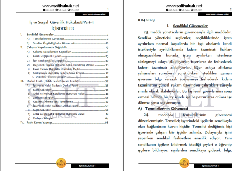 İş Ve Sosyal Güvenlik Hukuku Amfi B 2. Dönem Part-4 (2022-2023)-AÜHF-Konu Anlatım Kitapçığı