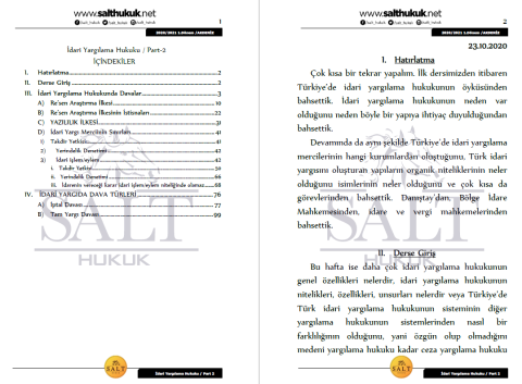 İdari Yargılama Hukuku 1. Dönem Not Seti (2020-2021)-AKHF-Konu Anlatım Kitapçığı