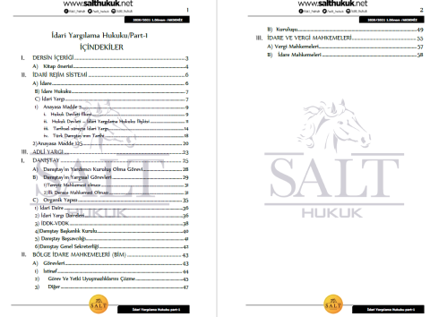 İdari Yargılama Hukuku 1. Dönem Not Seti (2020-2021)-AKHF-Konu Anlatım Kitapçığı