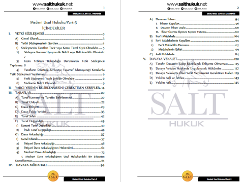 Medeni Usul Hukuku 1. Dönem Not Seti (2020-2021)-AKHF-Konu Anlatım Kitapçığı