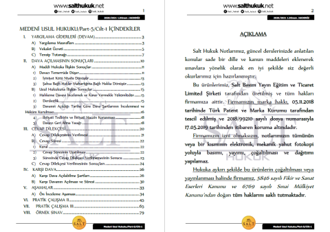 Medeni Usul Hukuku 1. Dönem Not Seti (2020-2021)-AKHF-Konu Anlatım Kitapçığı