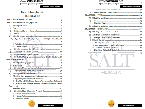 Eşya Hukuku 1. Dönem Not Seti (2020-2021)-AKHF-Konu Anlatım Kitapçığı