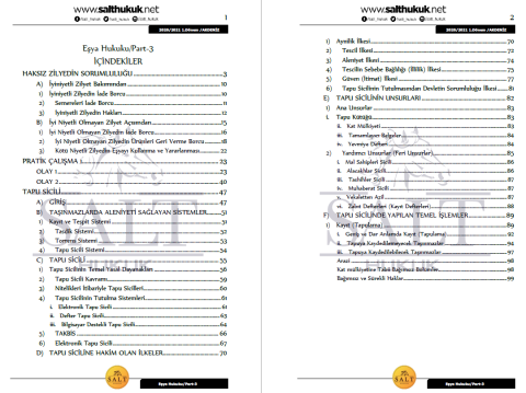 Eşya Hukuku 1. Dönem Not Seti (2020-2021)-AKHF-Konu Anlatım Kitapçığı