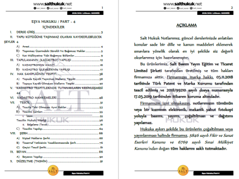 Eşya Hukuku 1. Dönem Not Seti (2020-2021)-AKHF-Konu Anlatım Kitapçığı