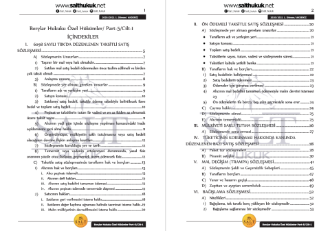 Borçlar Özel Hukuku 1. Dönem Not Seti (2020-2021)-AKHF-Konu Anlatım Kitapçığı