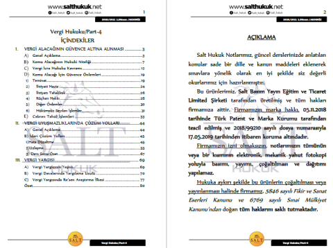 Vergi Huk. 1. Dönem Not Seti (2020-2021)-AKHF-Konu Anlatım Kitapçığı
