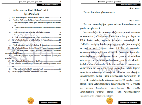 Milletler Özel Hukuku 1. Dönem Not Seti (2020-2021)-AKHF-Konu Anlatım Kitapçığı