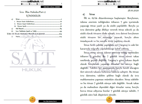 İcra ve İflas Hukuku 1. Dönem Not Seti (2020-2021)-AKHF-Konu Anlatım Kitapçığı