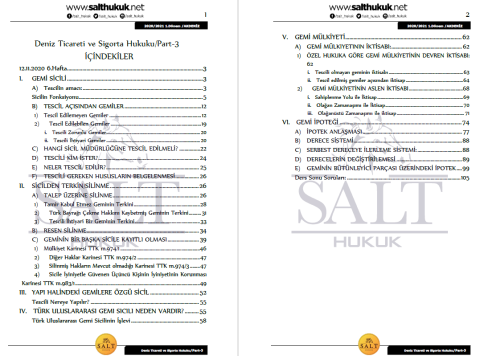 Deniz Ticaret Sigorta 1. Dönem Not Seti (2020-2021)-AKHF-Konu Anlatım Kitapçığı