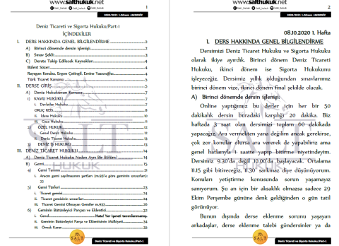 Deniz Ticaret Sigorta 1. Dönem Not Seti (2020-2021)-AKHF-Konu Anlatım Kitapçığı
