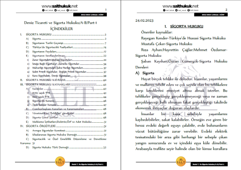 Deniz Ticaret Sigorta Amfi A-B 2. Dönem Part-1 (2022-2023)-AÜHF-Konu Anlatım Kitapçığı