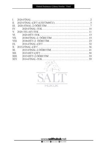 Hukuk Başlangıcı Final/Büt Çıkmış Soru-Konu Anlatım Kitapçığı