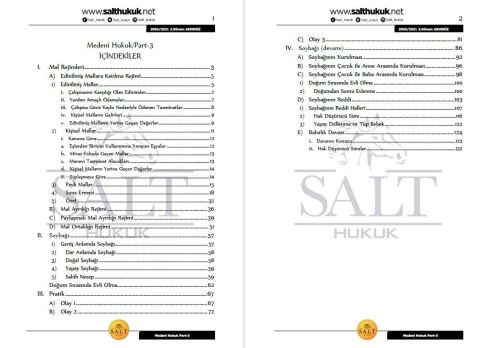 Medeni Hukuk 2. Dönem Not Seti (2020-2021)-AKHF-Konu Anlatım Kitapçığı