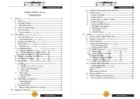 Medeni Hukuk 2. Dönem Not Seti (2020-2021)-AKHF-Konu Anlatım Kitapçığı