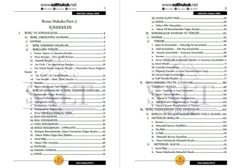 Roma Hukuku 2. Dönem Not Seti (2020-2021)-AKHF-Konu Anlatım Kitapçığı