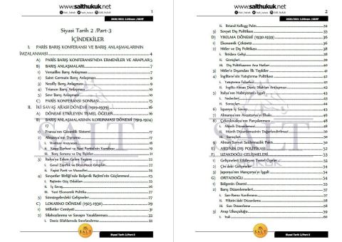 Siyaset Tarihi  2. Dönem Not Seti (2020-2021)-AKHF-Konu Anlatım Kitapçığı