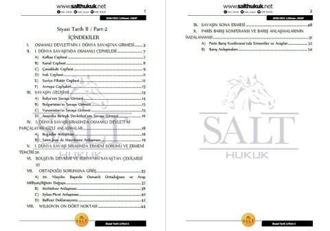 Siyaset Tarihi  2. Dönem Not Seti (2020-2021)-AKHF-Konu Anlatım Kitapçığı