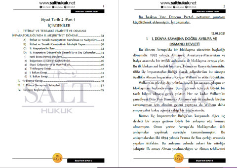 Siyaset Tarihi  2. Dönem Not Seti (2020-2021)-AKHF-Konu Anlatım Kitapçığı
