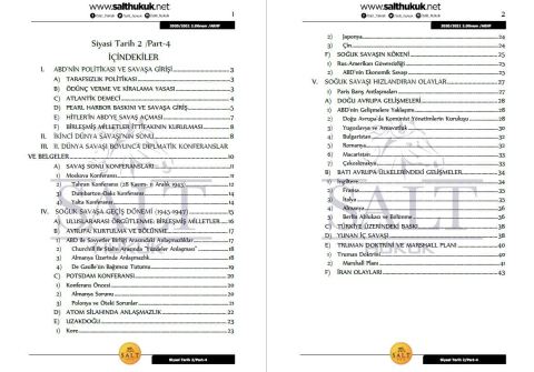 Siyaset Tarihi  2. Dönem Not Seti (2020-2021)-AKHF-Konu Anlatım Kitapçığı