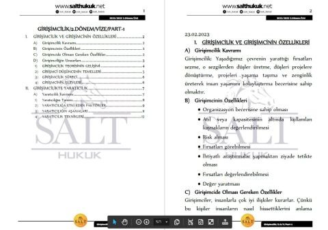 Girişimcilik 2. Dönem Vize Part-1 (2022-2023)-İAÜ-Konu Anlatım Kitapçığı