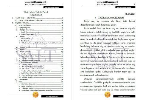 Türk Hukuk Tarihi 2. Dönem Not Seti (2020-2021)-AKHF-Konu Anlatım Kitapçığı