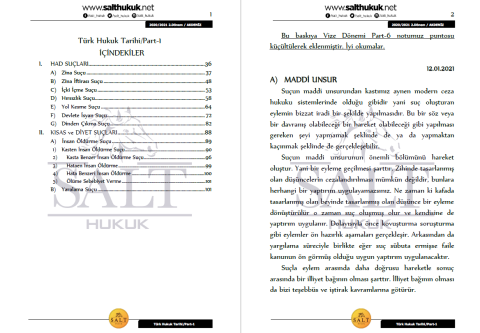 Türk Hukuk Tarihi 2. Dönem Not Seti (2020-2021)-AKHF-Konu Anlatım Kitapçığı