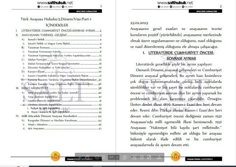 Anayasa Hukuku 2. Dönem Vize Part-1 (2022-2023)-İAÜ-Konu Anlatım Kitapçığı