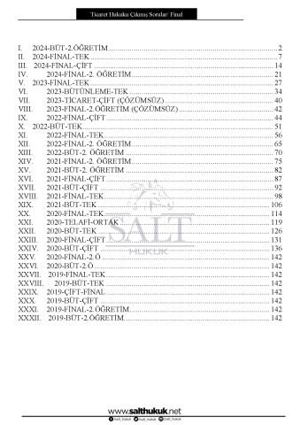 Ticaret Hukuku Final/Büt Çıkmış Soru-Konu Anlatım Kitapçığı