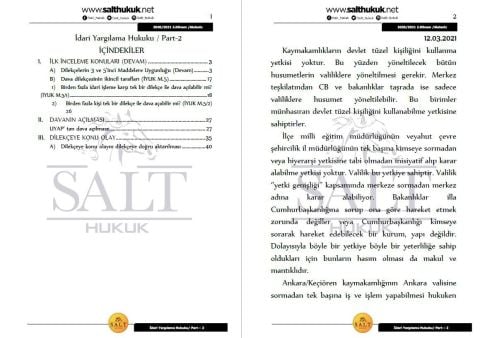 İdari Yargılama Hukuku 2. Dönem Not Seti (2020-2021)-AKHF-Konu Anlatım Kitapçığı