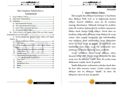 İdari Yargılama Hukuku 2. Dönem Not Seti (2020-2021)-AKHF-Konu Anlatım Kitapçığı