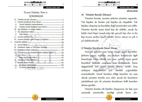 Ticaret Hukuku-1 2. Dönem Not Seti (2020-2021)-AKHF-Konu Anlatım Kitapçığı