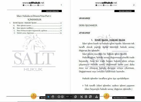 İdare Hukuku 2. Dönem Vize Part-1 (2022-2023)-İAÜ-Konu Anlatım Kitapçığı