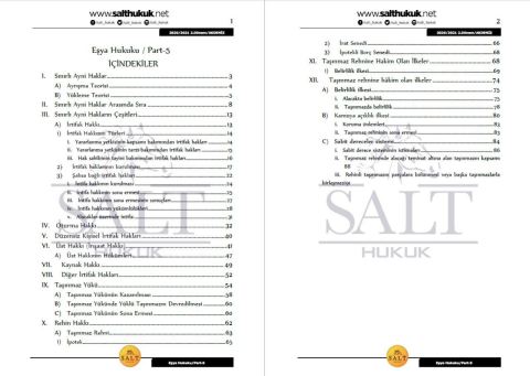 Eşya Hukuku 2. Dönem Not Seti (2020-2021)-AKHF-Konu Anlatım Kitapçığı