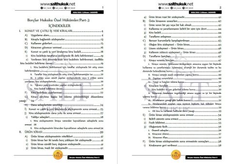 Borçlar Özel Hukuku 2. Dönem Not Seti (2020-2021)-AKHF-Konu Anlatım Kitapçığı