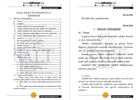 Borçlar Özel Hukuku 2. Dönem Not Seti (2020-2021)-AKHF-Konu Anlatım Kitapçığı
