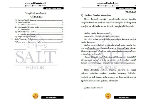 Vergi Huk. 2. Dönem Not Seti (2020-2021)-AKHF-Konu Anlatım Kitapçığı