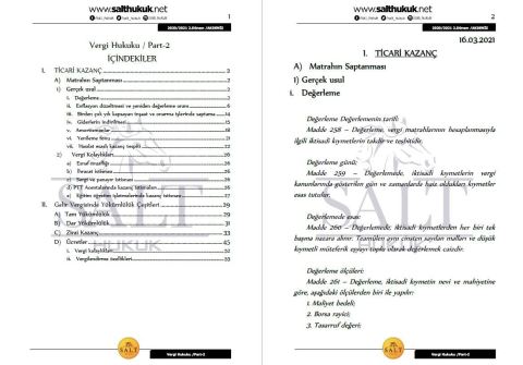 Vergi Huk. 2. Dönem Not Seti (2020-2021)-AKHF-Konu Anlatım Kitapçığı