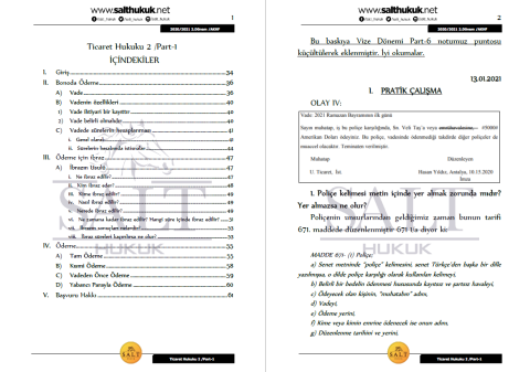 Ticaret Hukuku-2 2. Dönem Not Seti (2020-2021)-AKHF-Konu Anlatım Kitapçığı