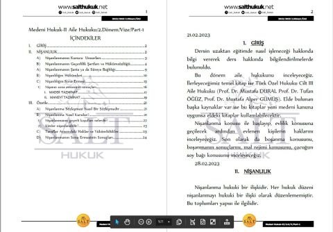 Medeni Usul Hukuku 2. Dönem Vize Part-1 (2022-2023)-İAÜ-Konu Anlatım Kitapçığı
