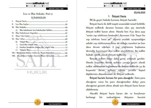 İcra ve İflas Hukuku 2. Dönem Not Seti (2020-2021)-AKHF-Konu Anlatım Kitapçığı