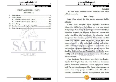 İcra ve İflas Hukuku 2. Dönem Not Seti (2020-2021)-AKHF-Konu Anlatım Kitapçığı