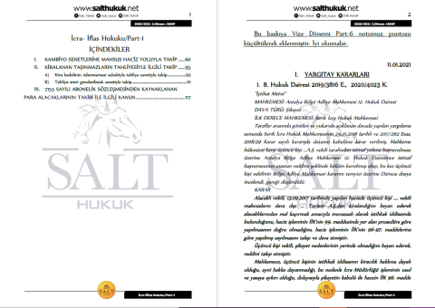 İcra ve İflas Hukuku 2. Dönem Not Seti (2020-2021)-AKHF-Konu Anlatım Kitapçığı