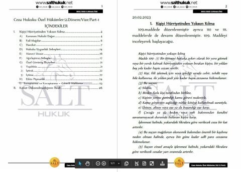 Ceza Özel Hukuku 2. Dönem Vize Part-1 (2022-2023)-İAÜ-Konu Anlatım Kitapçığı